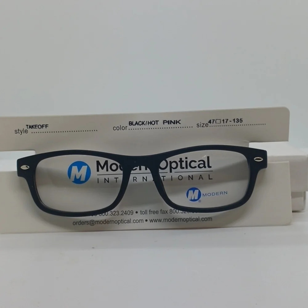 NWT WOMEN'S MODERN OPTICAL EYEGLASS FRAMES TAKEOFF BLACK HOT PINK